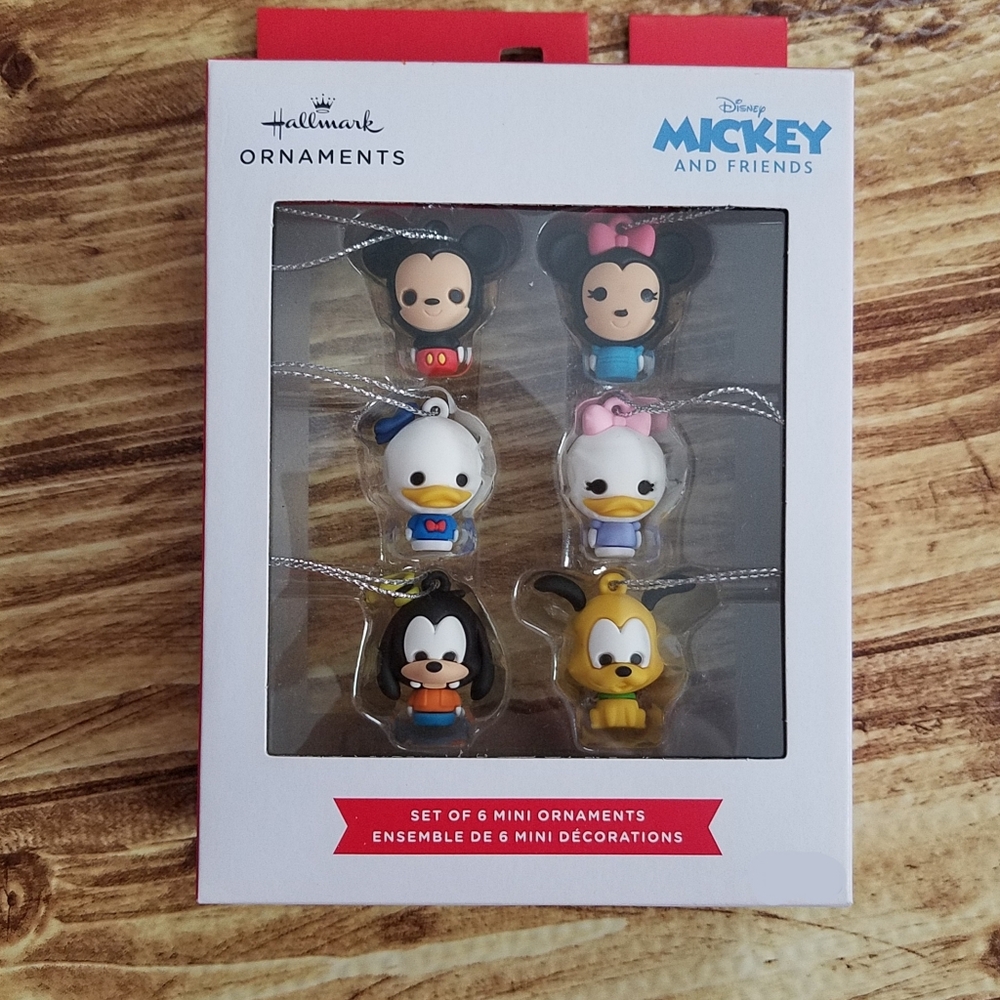 Hallmark Disney Mickey and Friends Miniature Christmas Ornament Set of 6 NIB